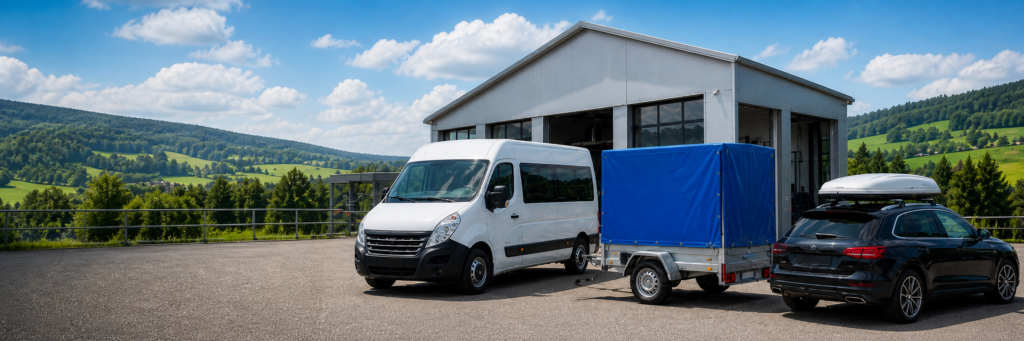 Bild einer Garage mit Kleinbus und anderen Mietobjekten